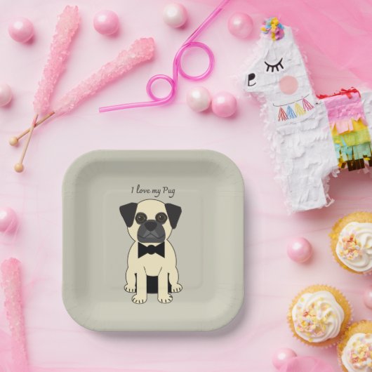 I Love My Pug Pappteller (Party)