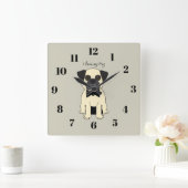 I Love My Pug Quadratische Wanduhr (Zuhause)