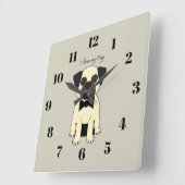 I Love My Pug Quadratische Wanduhr (Winkel)