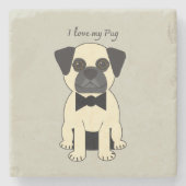 I Love My Pug Steinuntersetzer (Vorderseite)