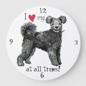 I Love my Pumi Große Wanduhr (Vorderseite)