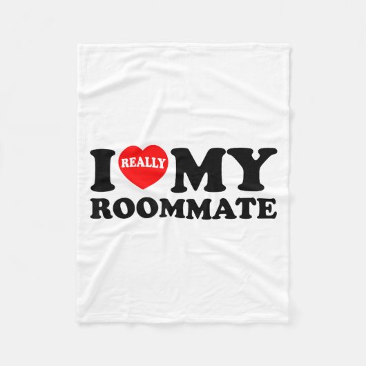 I Love My Roomate Heart Funny Party Gifts Valentin Fleecedecke (Vorderseite)