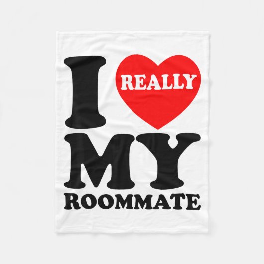 I Love My Roomate Heart Funny Party Gifts Valentin Fleecedecke (Vorderseite)