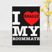 I Love My Roomate Heart Funny Party Gifts Valentin Karte (Gelbe Blume)