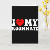 I Love My Roomate Heart Funny Party Gifts Valentin Karte (Gelbe Blume)