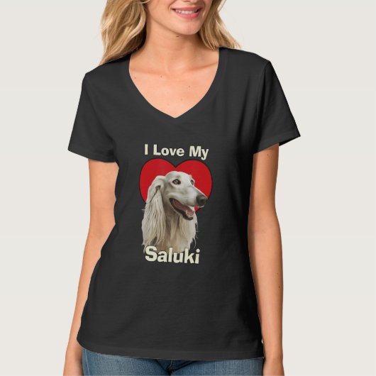 I Love My Saluki Puppy Dog T-Shirt (Vorderseite)