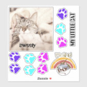 I love my sweet little cat photo aufkleber (Blatt)