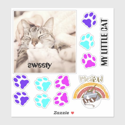 I love my sweet little cat photo aufkleber (Blatt)