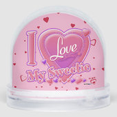 I Love My Sweetie pink/purple - hearts Schneekugeln (Rückseite)