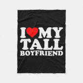 I Love My Tall Boyfriend Funny Matching Girlfriend Fleecedecke (Vorderseite)