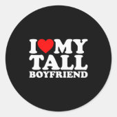I Love My Tall Boyfriend Funny Matching Girlfriend Runder Aufkleber (Vorderseite)