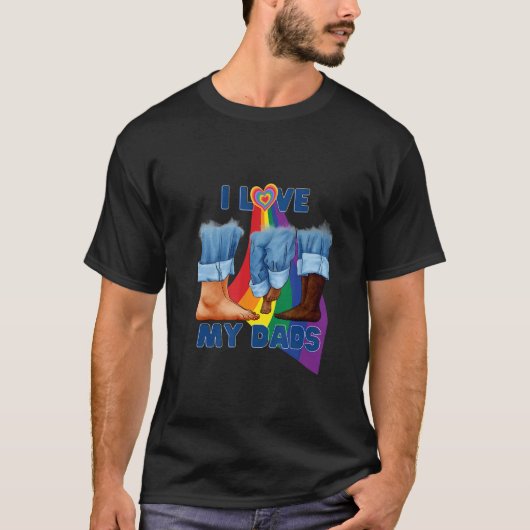 I Love My Two Dads Interracial Gay Pride LGBTQ Tra T-Shirt (Vorderseite)