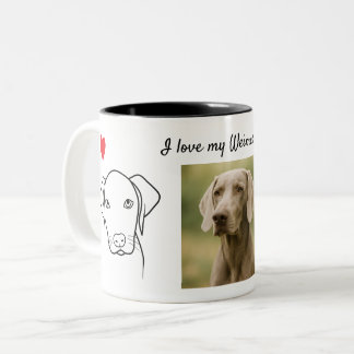 I love my Weimaraner Dog Photo Drawing Hearts Zweifarbige Tasse