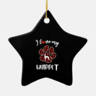 I Love My Whippet Valentine Dog Lover Keramik Ornament
