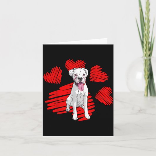 I Love My White Boxer Dog Paw Heart Valentines Day Karte (Vorderseite)