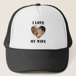 I Love My Wife Heart Custom Personalized Photo Truckerkappe