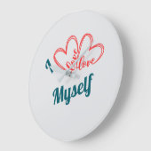 I Love Myself - Self-Care Button Große Wanduhr (Winkel)