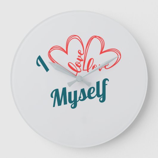 I Love Myself - Self-Care Button Große Wanduhr (Vorderseite)