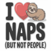I Love Naps Cute Sloth Heart Aufkleber (Vorderseite)