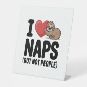 I Love Naps Cute Sloth Heart Sockelschild (Vorderseite)