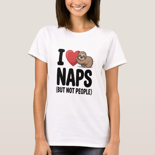 I Love Naps Cute Sloth Heart T-Shirt (Vorderseite)