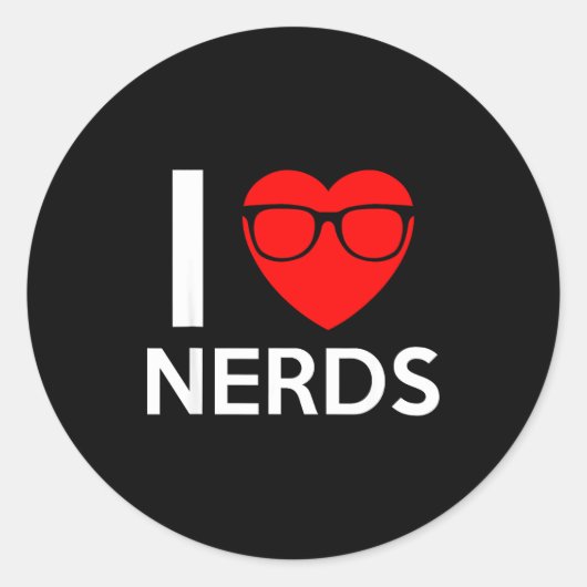 I Love Nerds Gles Funny Heart Valentines Gift Men Runder Aufkleber (Vorderseite)