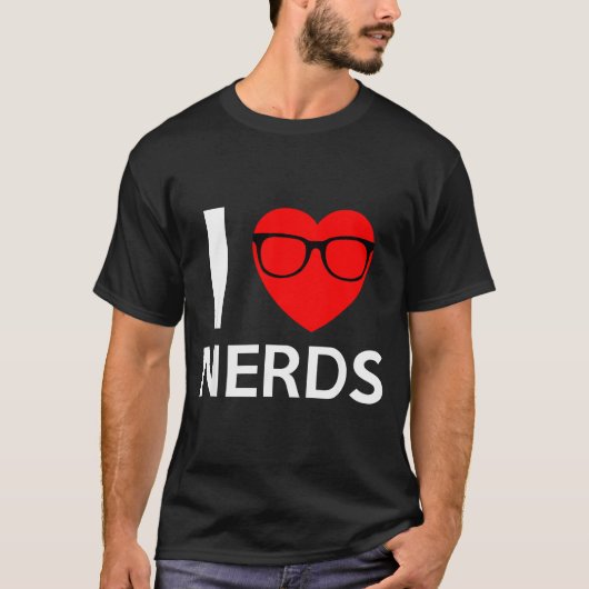 I Love Nerds Gles Funny Heart Valentines Gift Men T-Shirt (Vorderseite)