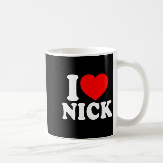 I Love Nick, I Heart Nick Name, Red Heart Valentin Kaffeetasse (Rechts)