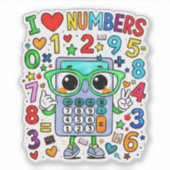 I Love Numbers Cute Math Sticker for Kids (Vorderseite)