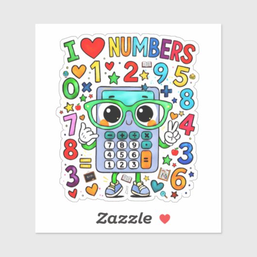 I Love Numbers Cute Math Sticker for Kids (Blatt)