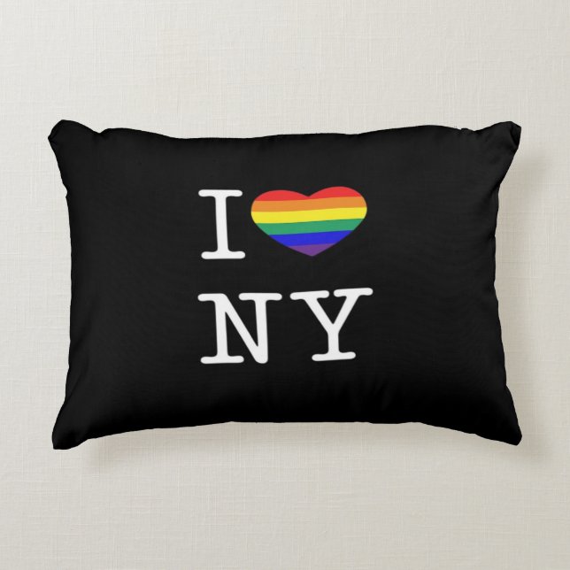 I Love NY - Gay Pride Rainbow Heart Classic Dekokissen (Vorderseite)