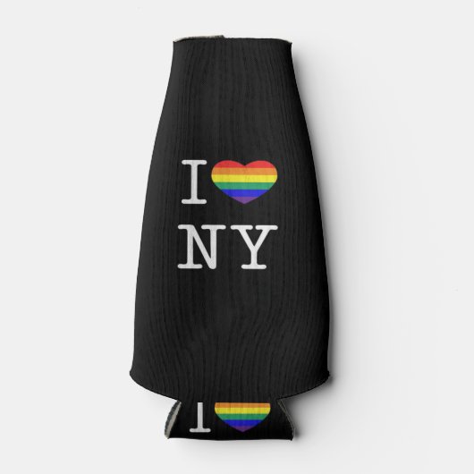 I Love NY - Gay Pride Rainbow Heart Classic Flaschenkühler (Vorderseite)