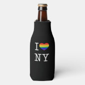 I Love NY - Gay Pride Rainbow Heart Classic Flaschenkühler (Flaschenvorderseite)