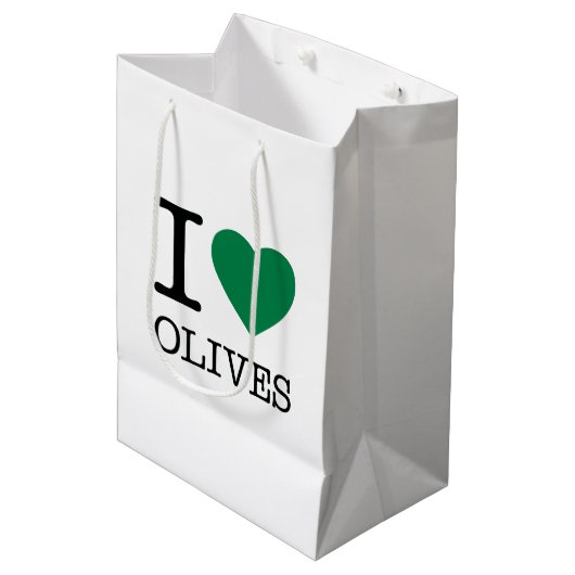 I LOVE OLIVES MITTLERE GESCHENKTÜTE (Vorderseite Schrägansicht)