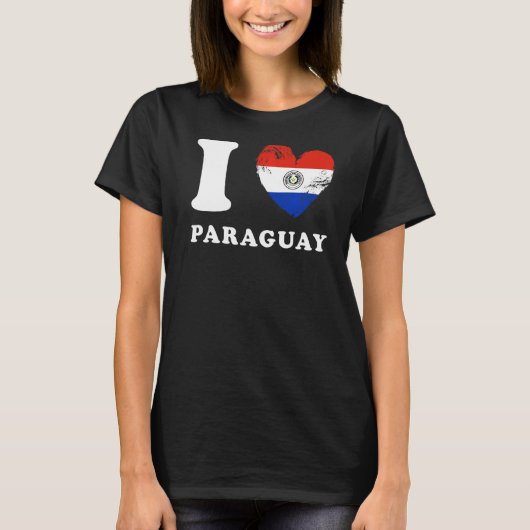 I Love Paraguay Heart Flag Paraguay T-Shirt (Vorderseite)