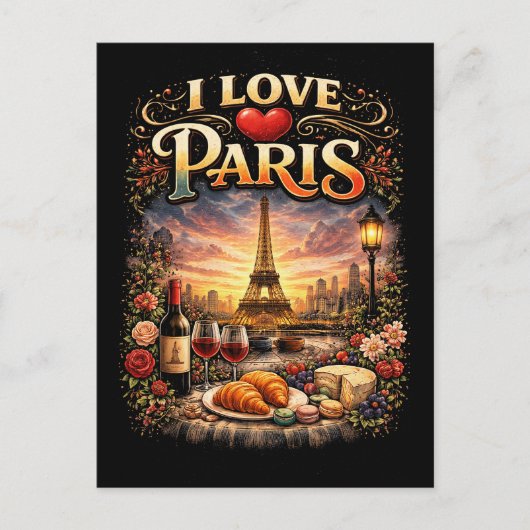 I Love Paris Postkarte (Vorderseite)