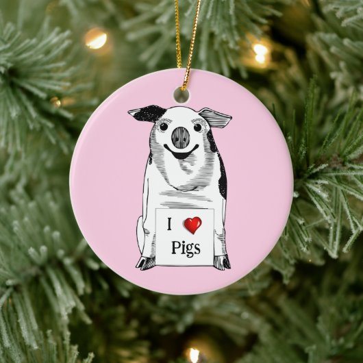 I Love Pigs * National Pig Day Keramik Ornament (Baum)
