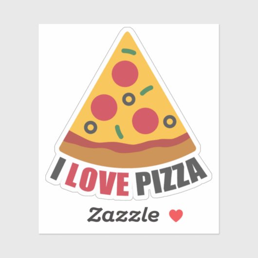 I LOVE PIZZA AUFKLEBER (Blatt)