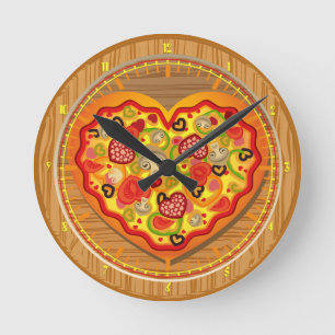 I love Pizza Pizza Fast Food Wall Clock Runde Wanduhr