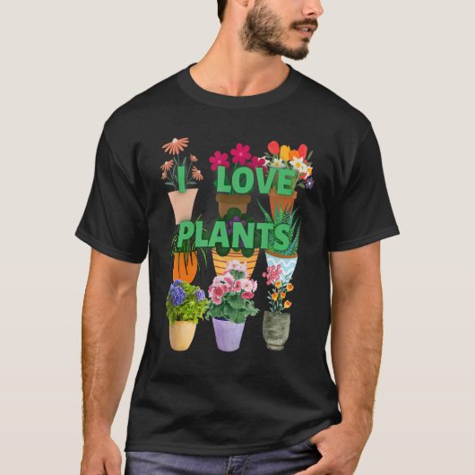 I love plants Many Pots T-Shirt (Vorderseite)