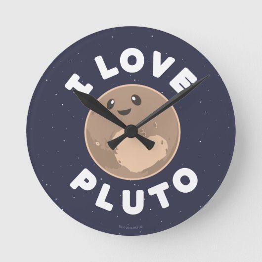 I Love Pluto Runde Wanduhr (Vorderseite)