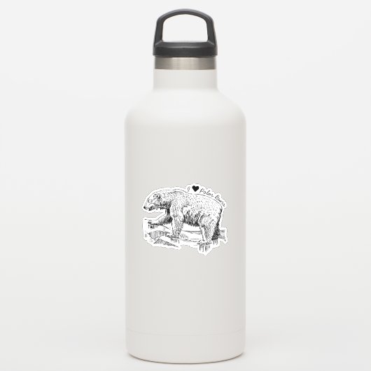 I Love Polar Bears Aufkleber (Wassserflasche)