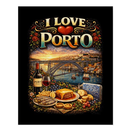 I Love Porto Poster (Vorderseite)