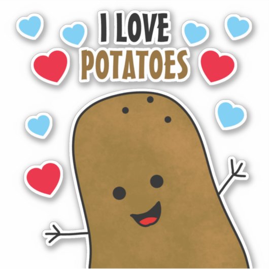 I Love Potatoes Aufkleber (Vorderseite)
