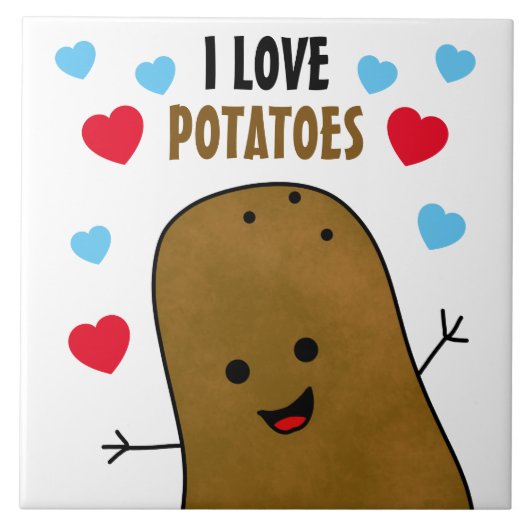 I Love Potatoes Fliese (Vorderseite)