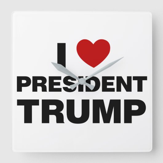 I Love President Trump Heart Quadratische Wanduhr (Vorderseite)