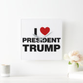 I Love President Trump Heart Quadratische Wanduhr (Zuhause)