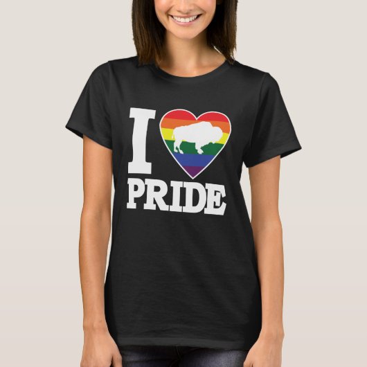 I LOVE PRIDE Buffalo NY LGBTQ beautiful rainbow h T-Shirt (Vorderseite)