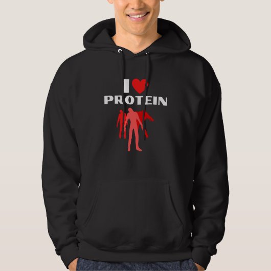 I Love Protein  Weightlifting Zombie Hoodie (Vorderseite)