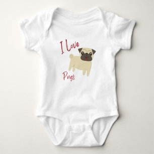 I Love Pugs Baby Strampler